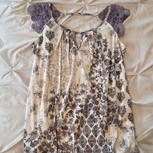 Maurices Purple Asymmetrical Flutter Sleeve Blouse